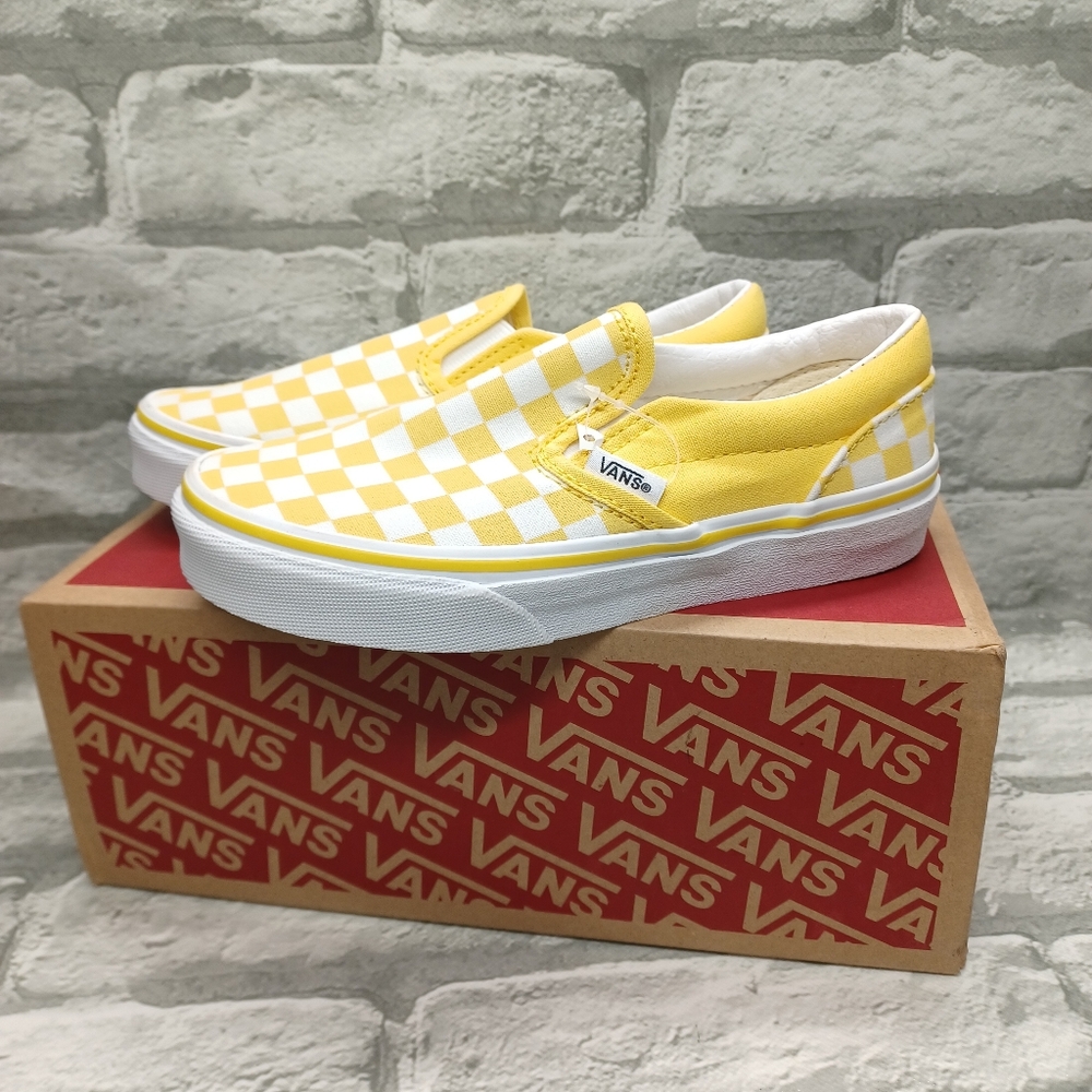 Vans Classic Slip-On Checkerboard Aspen Gold White Toddler Size 1K